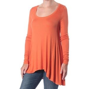 Free People Women's High Low Tunic Ribbed Knit Top Orange Free People Maternity